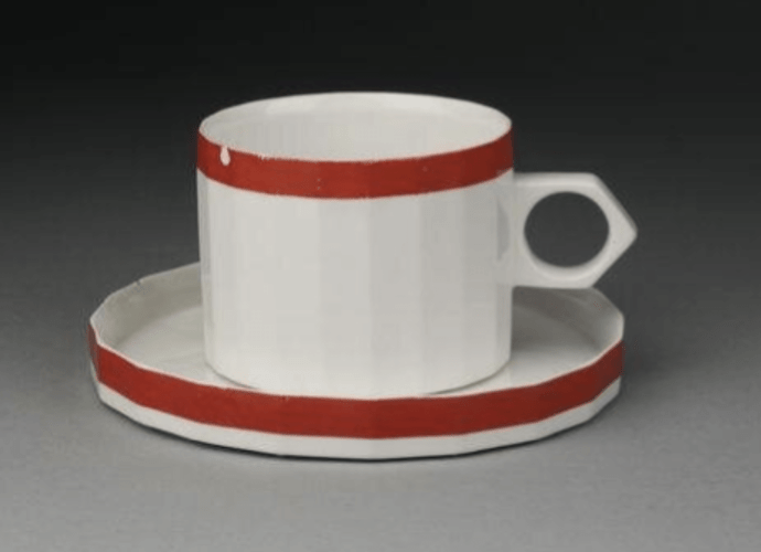 Röt Kant cup and saucer designed by Karin Björquist